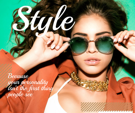 Beautiful stylish woman in sunglasses Facebook Design Template