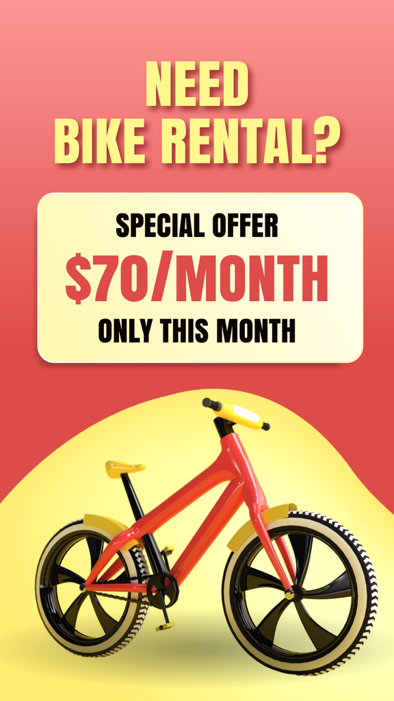 Special Offer of Rental Bikes on Red and Yellow Instagram Story – шаблон для дизайну