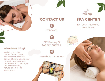 Spa Services Offer with Beautiful Woman Brochure 8.5x11in Design Template