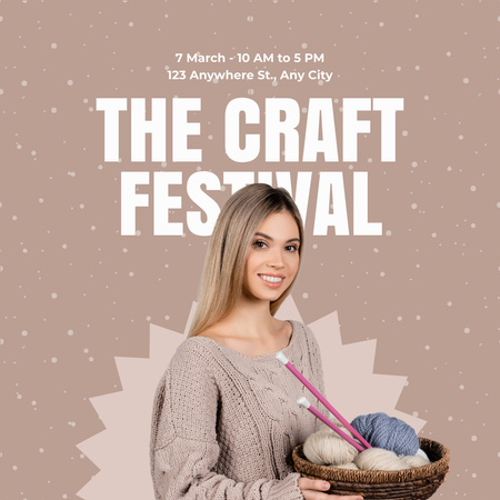 Modèle de visuel Annonce du festival de l'artisanat avec une jeune femme blonde séduisante - Instagram