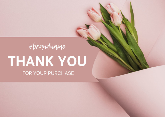 Thank You For Your Purchase Message with Spring Tulips Card Tasarım Şablonu
