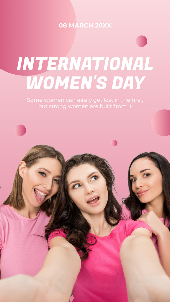 Designvorlage Cheerful Young Women on International Women's Day für Instagram Story