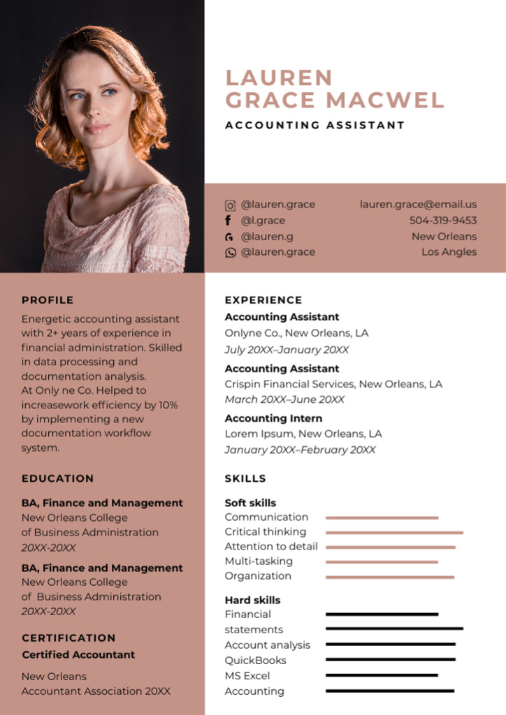 Modèle de visuel Accounting Assistant Skills - Resume