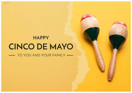 Plantilla de diseño de Cinco de Mayo Greeting with Maracas Card 