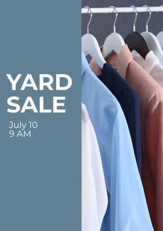 Yard Fashion Sale Ad on Blue Poster Design Template