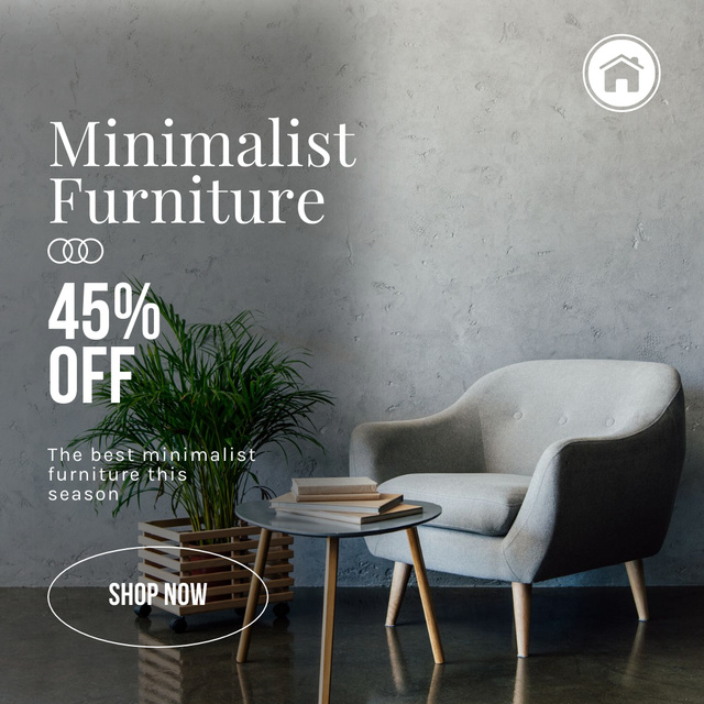 Designvorlage Discount on New Minimalist Furniture For Home für Instagram