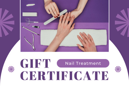 Ontwerpsjabloon van Gift Certificate van Nail Treatment Offer in Beauty Salon