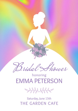Wedding Day Announcement with Bride's Silhouette Poster A3 Design Template