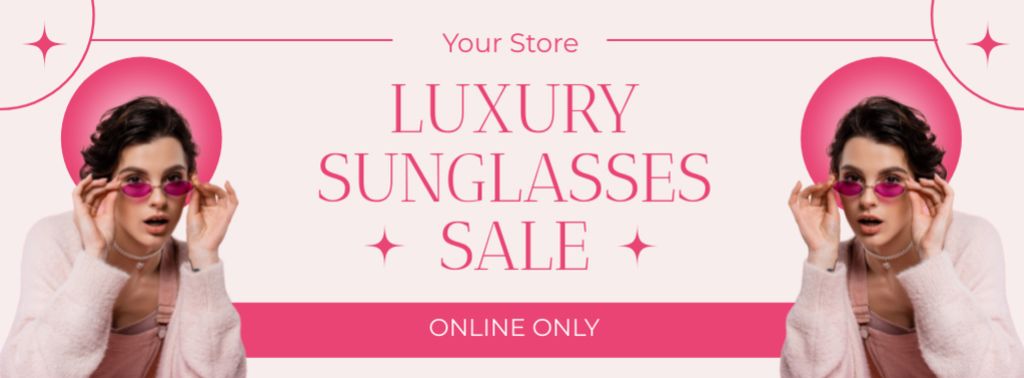 Luxurious Sunglasses From Pink Collection Sale Offer Facebook cover Šablona návrhu
