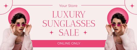 Modèle de visuel Lunettes de soleil luxueuses de la collection Pink Offre de vente - Facebook cover