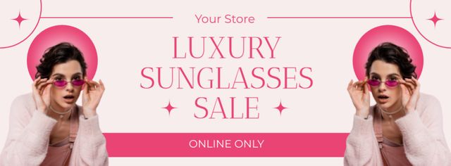 Luxurious Sunglasses From Pink Collection Sale Offer Facebook cover Πρότυπο σχεδίασης