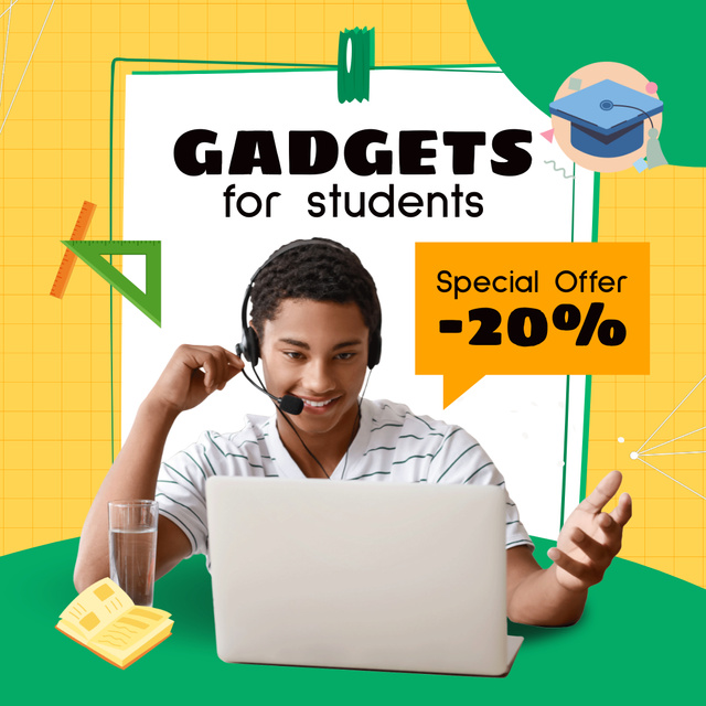 Plantilla de diseño de Cutting-edge Gadgets For Students With Discount Animated Post 