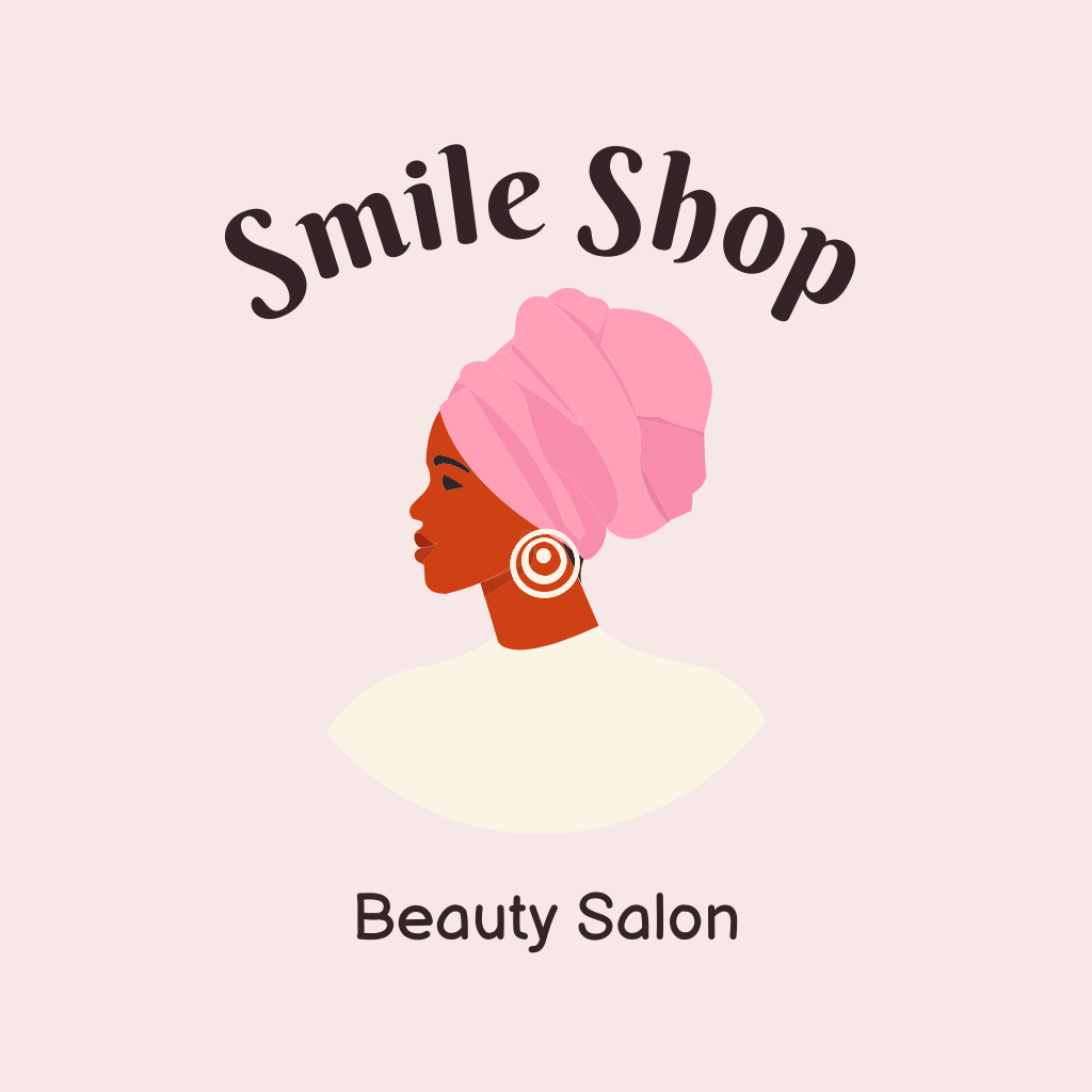 Designvorlage Emblem of Beauty Salon with Profile of African American Woman für Logo