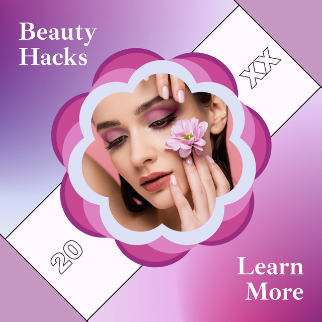 Beauty Hacks and Tips Purple Instagram Tasarım Şablonu