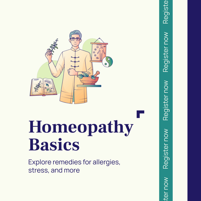 Basics Homeopathy With Registration Animated Post Design Template