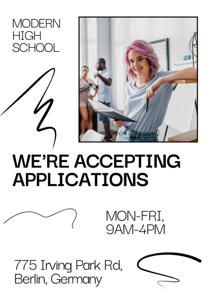 School Apply Announcement on White Flyer A7 Design Template