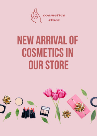 New Collection Promotion with Bright Make-Up Goods Flayer Design Template