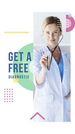 Healthcare Clinic offer with Confident Doctor Instagram Story Design Template