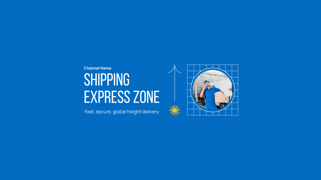 Express Shipping and Delivery Offer on Blue Youtube Šablona návrhu