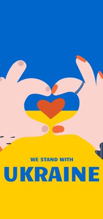 Designvorlage Hands holding Heart on Ukrainian Flag für Flyer DIN Large