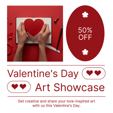 Plantilla de diseño de Exhibición de arte del día de San Valentín a mitad de precio Instagram 