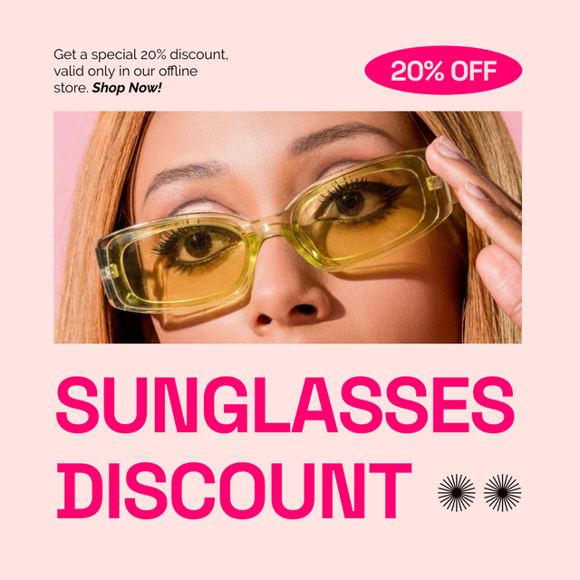 Ontwerpsjabloon van Instagram van Trendy Sunglasses Discount on Pink