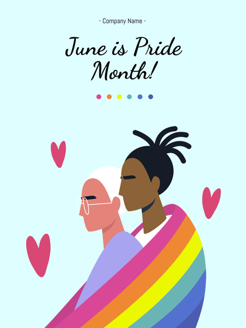 Pride Month Announcement with Illustration of LGBT People Poster US Tasarım Şablonu