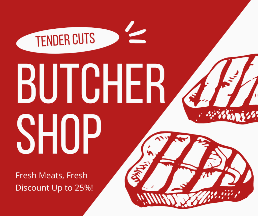 Designvorlage Discounts in Butcher Shop für Facebook