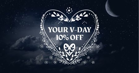 Valentine's Day Discount Offer with Heart Facebook AD Design Template