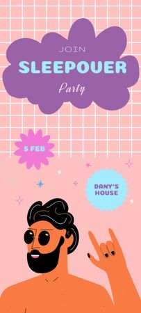Announcement of Cool Sleepover Party Invitation 9.5x21cm Design Template