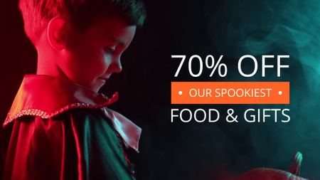 Spooky Food And Gifts At Discounted Rate On Halloween Full HD video Design Template
