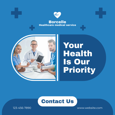 Healthcare Services with Doctors in Clinic Instagram Design Template