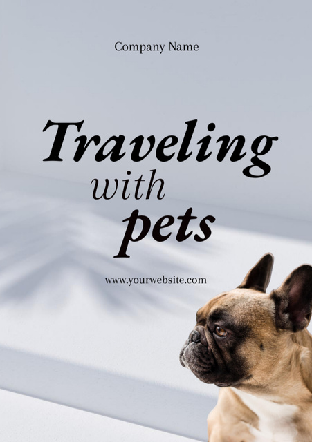 Basic Pet Travel Guide with Cute French Bulldog Flyer A5 Design Template