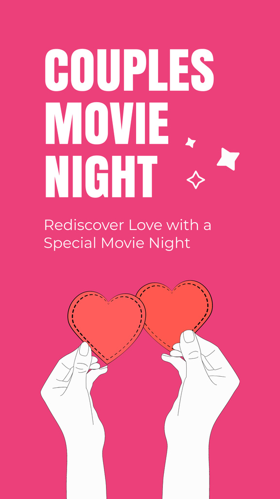 Couples Movie Night Due Valentine's Day Instagram Story Modelo de Design