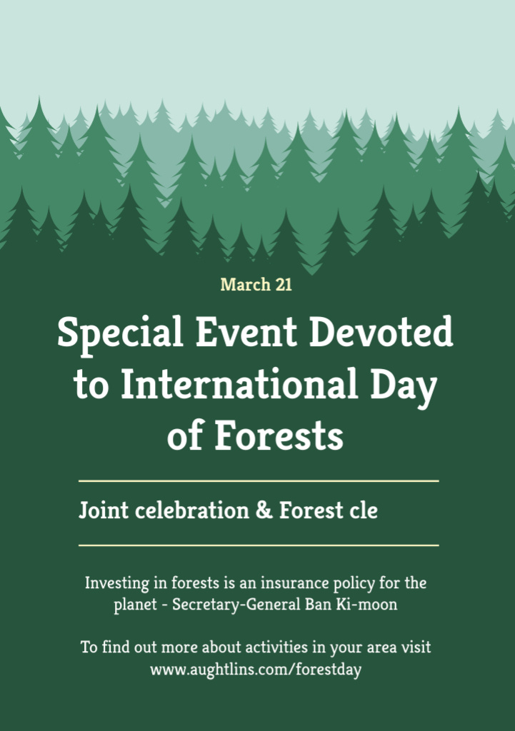 Platilla de diseño International Day of Forests Event Flyer A5