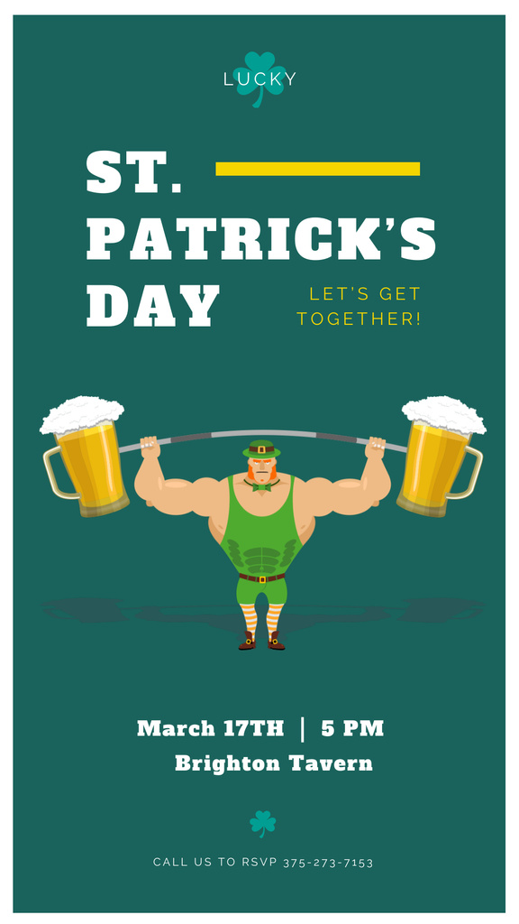 Designvorlage Saint Patrick's Day Attributes For Celebration With Beer für Instagram Story
