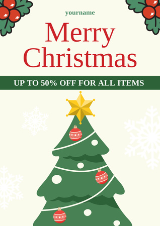 Platilla de diseño Christmas Greetings and Sale Announcement Poster