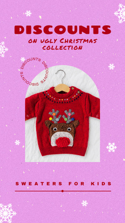 Ontwerpsjabloon van Instagram Story van winter sale met leuke feestelijke trui