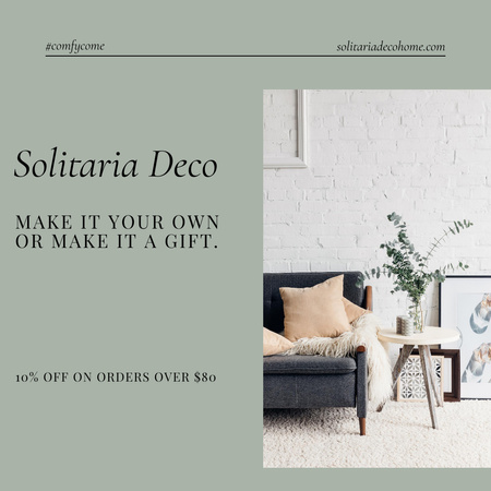 Decor Studio Ad with Modern Interior Instagram AD – шаблон для дизайну