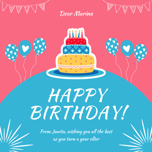 Birthday Party Cake and Fun Instagram Design Template