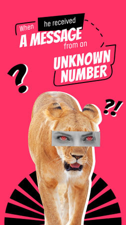 Designvorlage Lustige Illustration der Löwin mit weiblichen Augen für Instagram Video Story