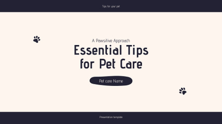 Plantilla de diseño de Consejos esenciales para el cuidado de mascotas Presentation Wide 