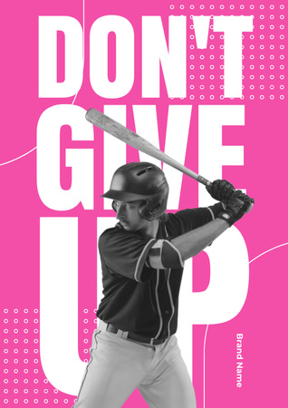 Motivational Poster with Sports Girl with Baseball Bat Poster Design Template