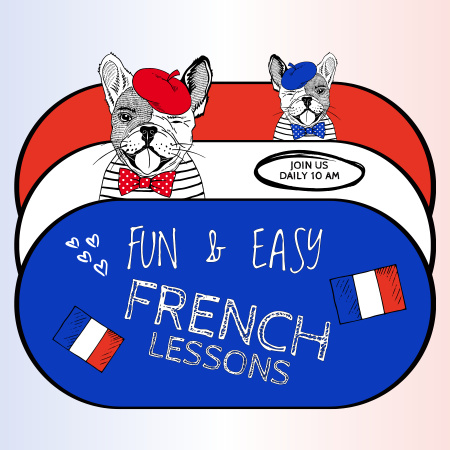 Plantilla de diseño de Podcast con lecciones de francés Podcast Cover 