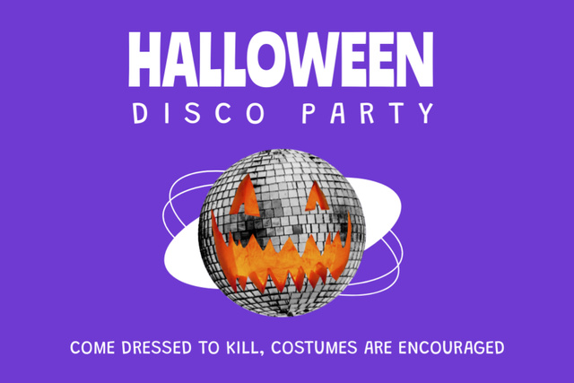 Sparkling Halloween Disco Party With Slogan Flyer 4x6in Horizontal Design Template