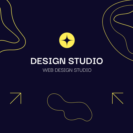 Web Design Studio Services Offer on Dark Blue Square 65x65mm Πρότυπο σχεδίασης