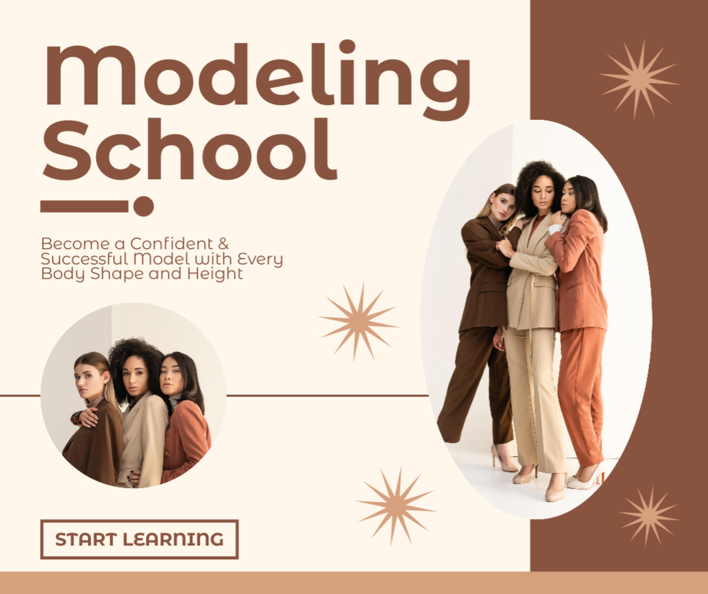 Model School Offer with Young Stylish Women Facebookデザインテンプレート