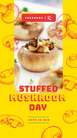 Stuffed mushroom day on yellow Instagram Storyデザインテンプレート