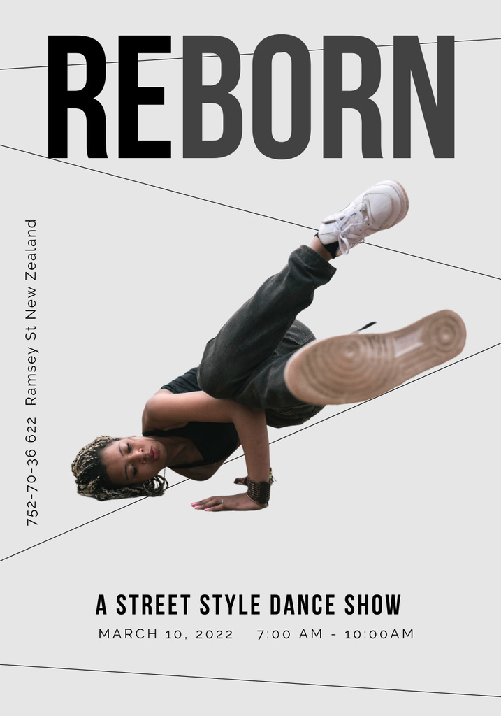 Street Style Dance Show Announcement Poster 28x40in Tasarım Şablonu