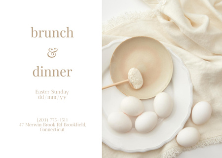 Easter Brunch and Dinner with Eggs Flyer A6 Horizontal Design Template